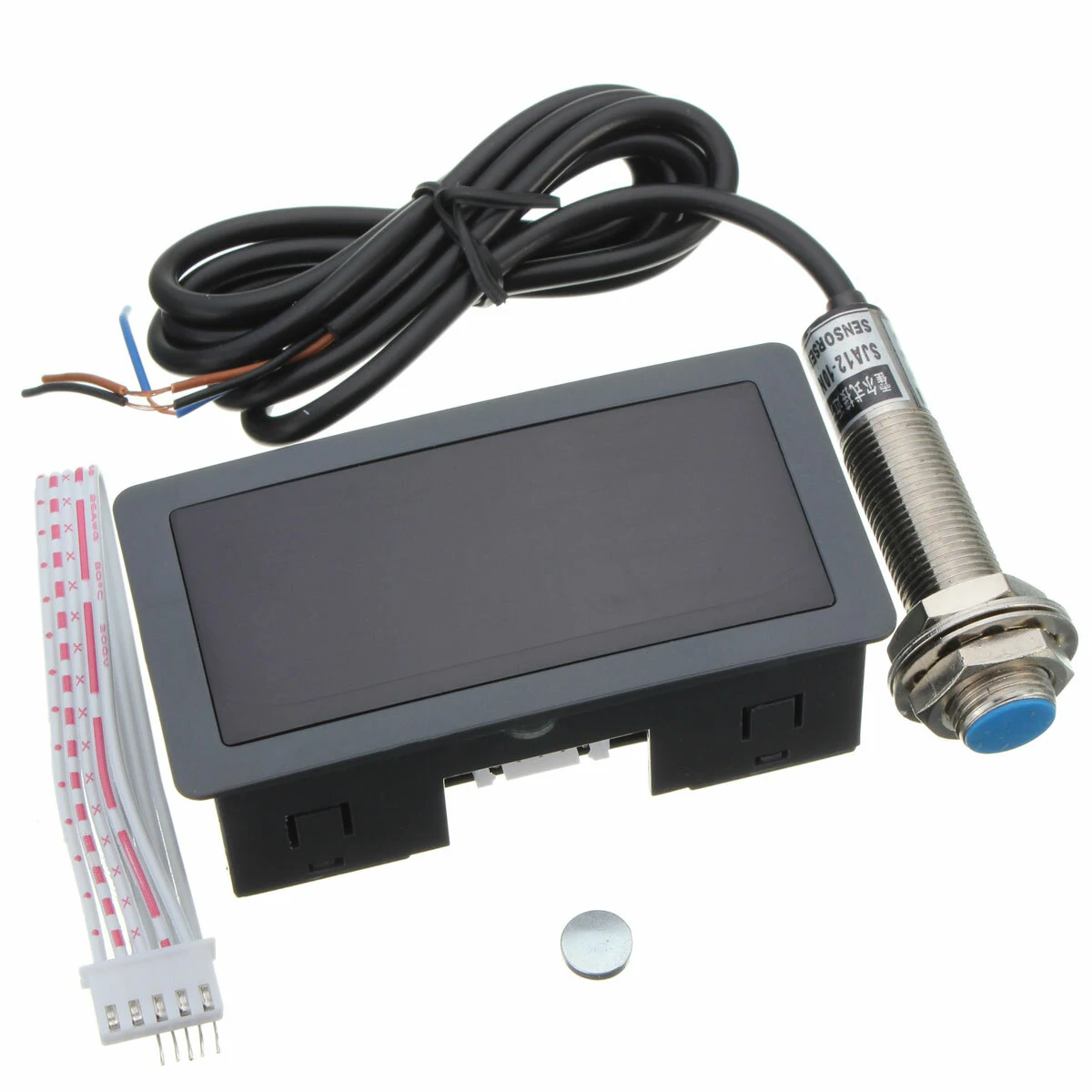 1Set Measuring Gauge 4 Digital Red LED Tachometer RPM Speed Meter 10-9999RPM Hall Proximity Switch Sensor NPN — view 9