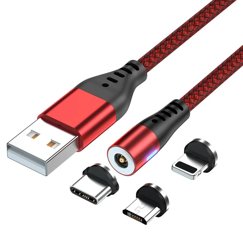 2.1A USB-A to iP/Micro/Type-C Magnetic Cable Fast Charging Copper Core Line 1M/2M Long for iPhone 15 14 13 for Samsung Galaxy S24 for Xiaomi Civi4 Pro for Huawei Pura70 Ultra
