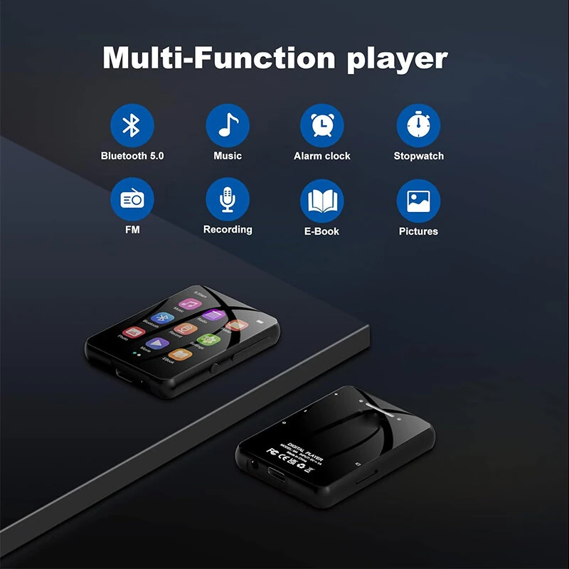 2.4 Inch HiFi bluetooth MP3 Player Built-in 32GB Memory 30H Playback Touch Screen Portable Digital Audio Lossless Music MP4 Player with FM Radio Recording Ebook — view 6