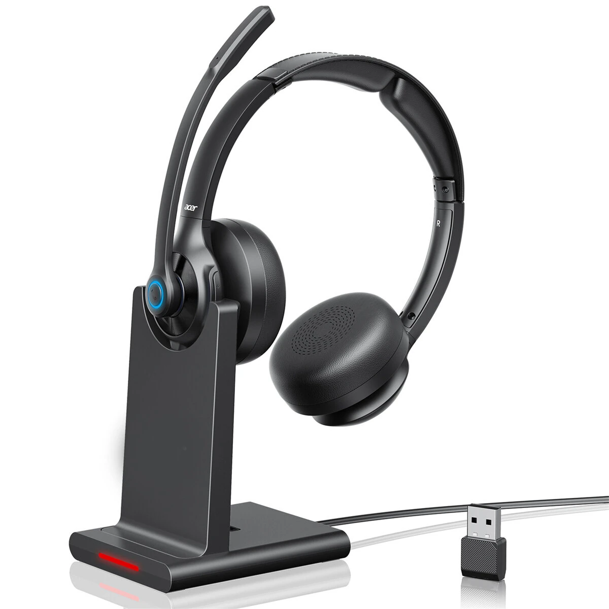 2.4G Wireless Headset bluetooth Headphone 40mm Driver HiFi Sound ENC Mic Call Noise Cancelling 36H Runtime On-ear Headphones with Charging Dock — image 1