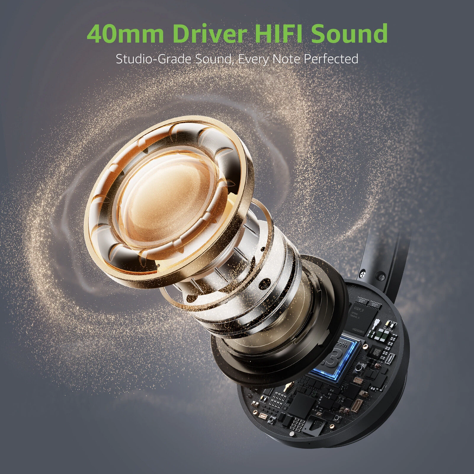 2.4G Wireless Headset bluetooth Headphone 40mm Driver HiFi Sound ENC Mic Call Noise Cancelling 36H Runtime On-ear Headphones with Charging Dock — view 4