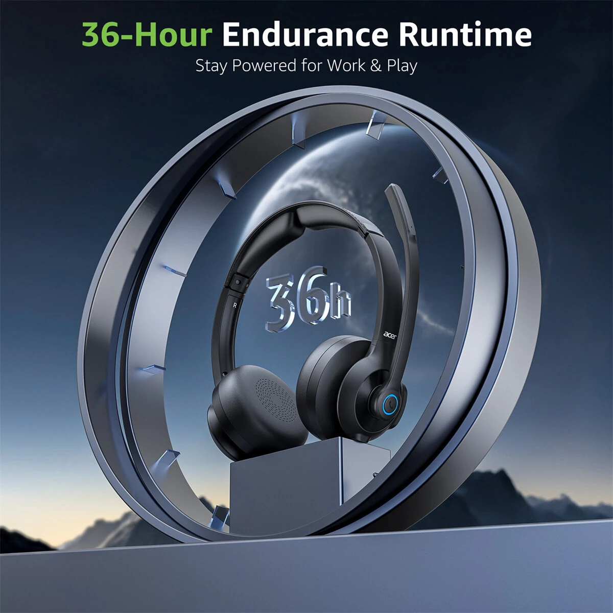 2.4G Wireless Headset bluetooth Headphone 40mm Driver HiFi Sound ENC Mic Call Noise Cancelling 36H Runtime On-ear Headphones with Charging Dock — view 5