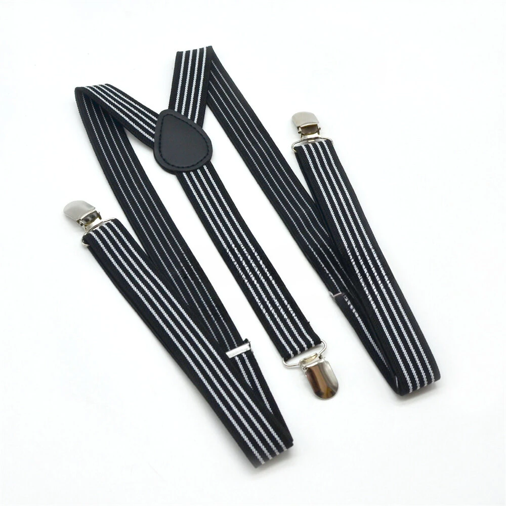 2.5cm Retro Stripes Men's Suspenders with 3 Clips Elastic Adjustable Y-back Trouser Braces for Daily Vacations Work Outfits — image 1