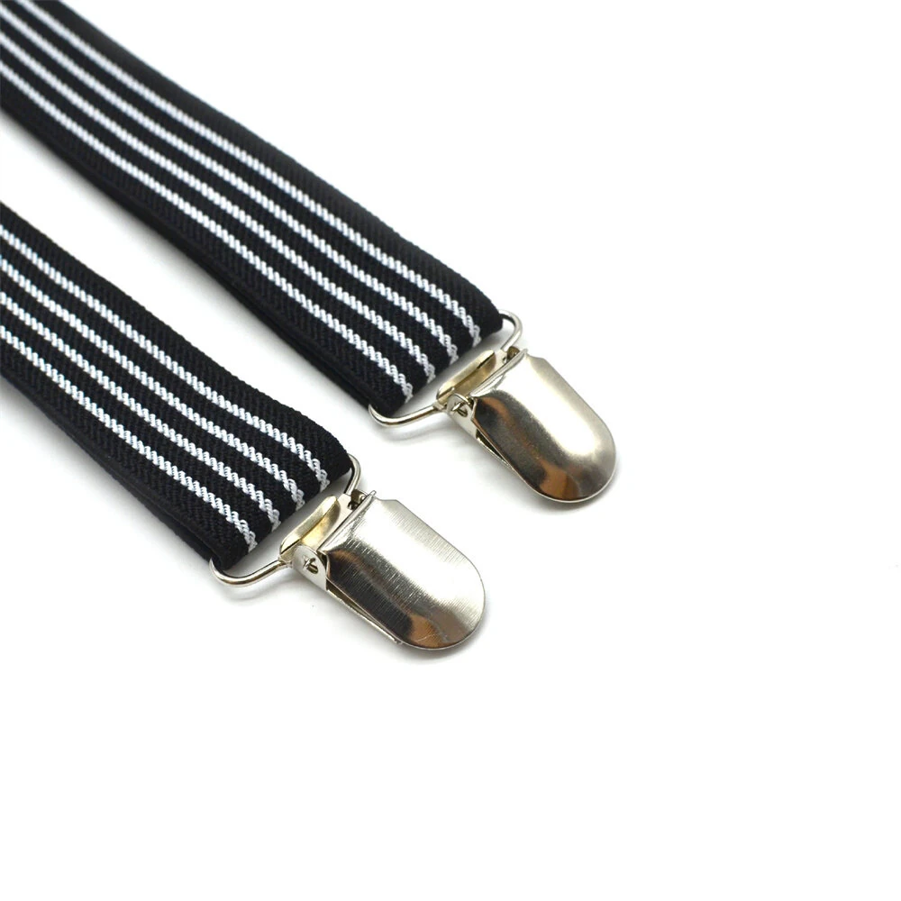 2.5cm Retro Stripes Men's Suspenders with 3 Clips Elastic Adjustable Y-back Trouser Braces for Daily Vacations Work Outfits — view 2