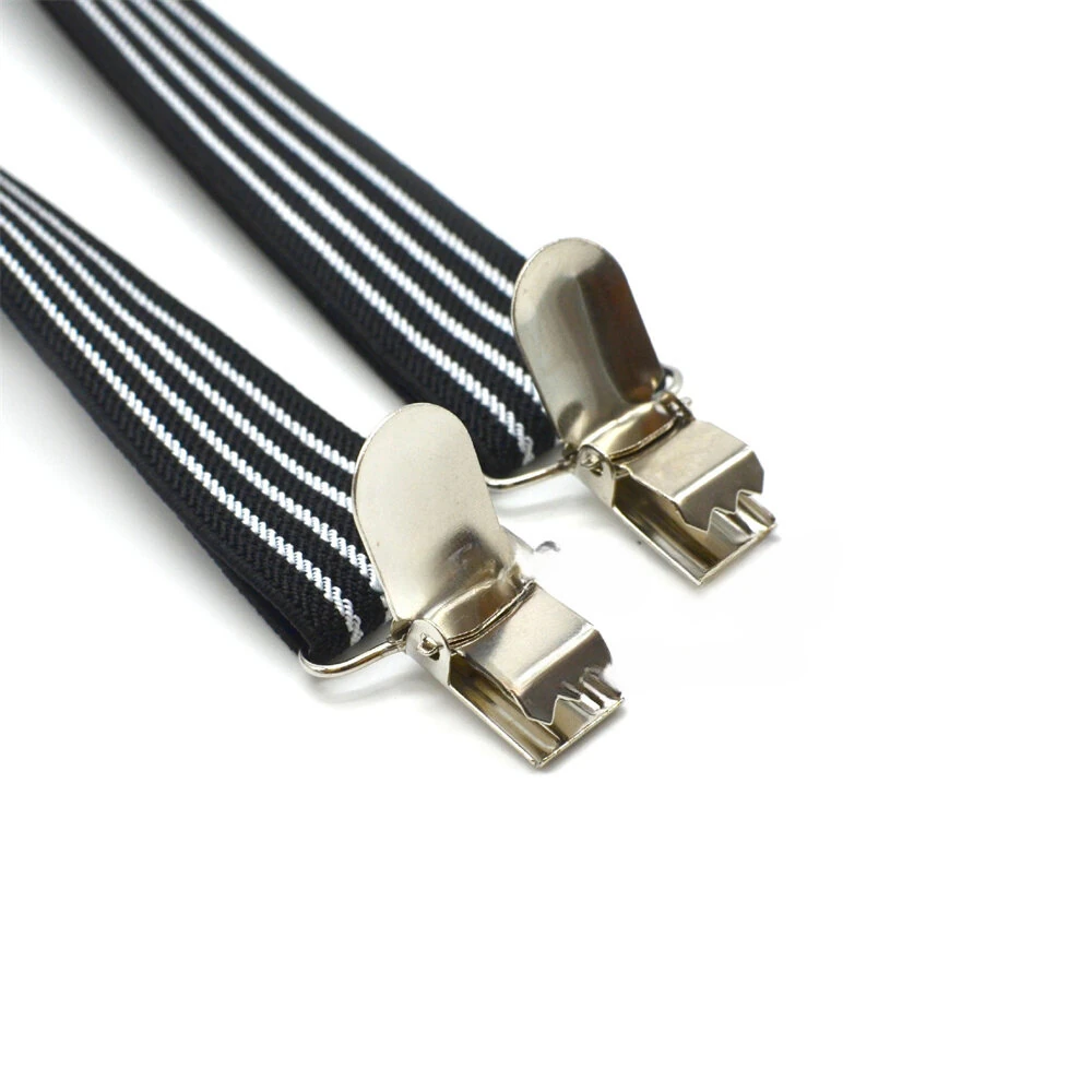 2.5cm Retro Stripes Men's Suspenders with 3 Clips Elastic Adjustable Y-back Trouser Braces for Daily Vacations Work Outfits — view 3