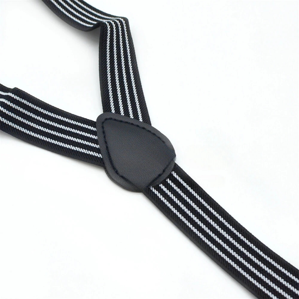 2.5cm Retro Stripes Men's Suspenders with 3 Clips Elastic Adjustable Y-back Trouser Braces for Daily Vacations Work Outfits — view 4