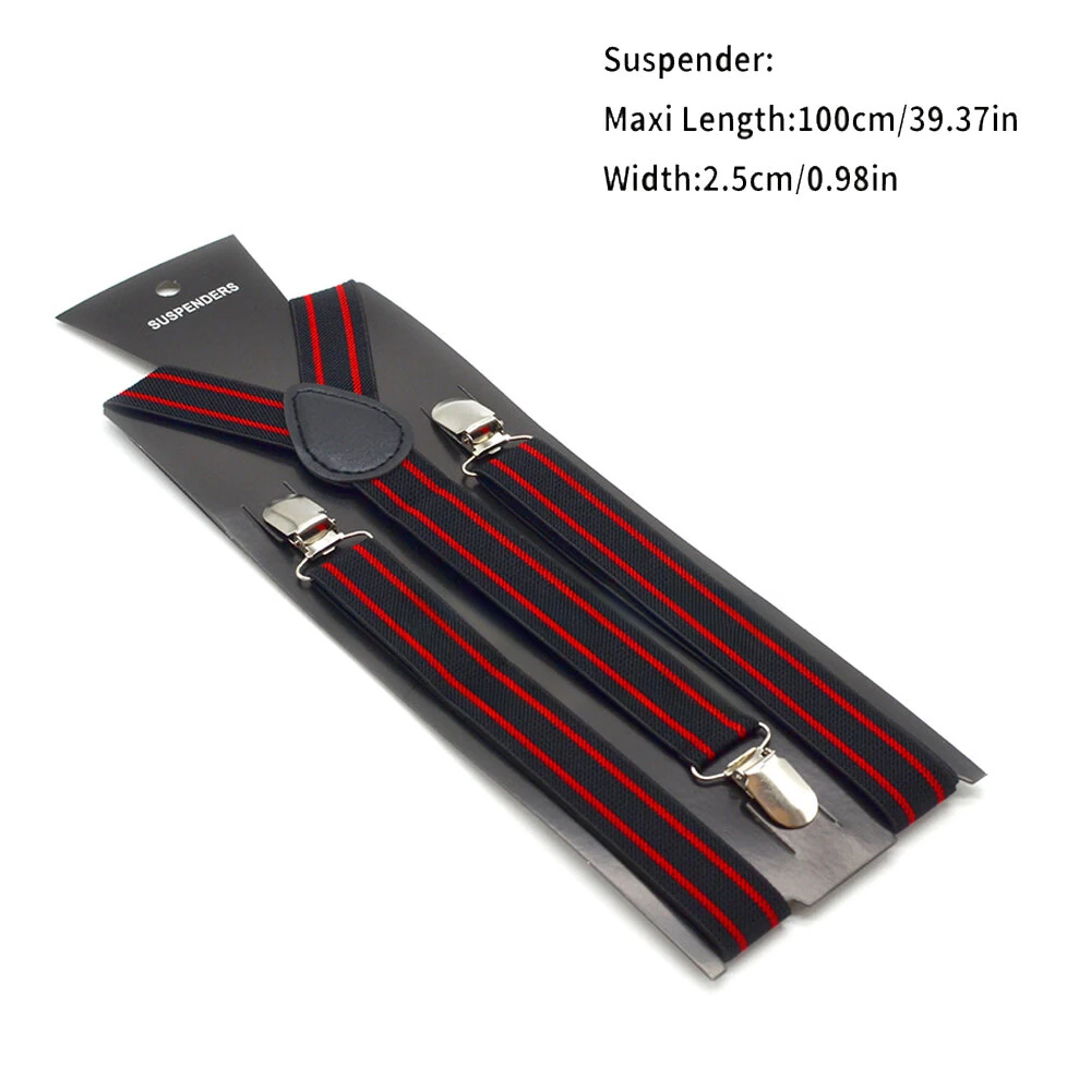 2.5cm Retro Stripes Men's Suspenders with 3 Clips Elastic Adjustable Y-back Trouser Braces for Daily Vacations Work Outfits — view 5