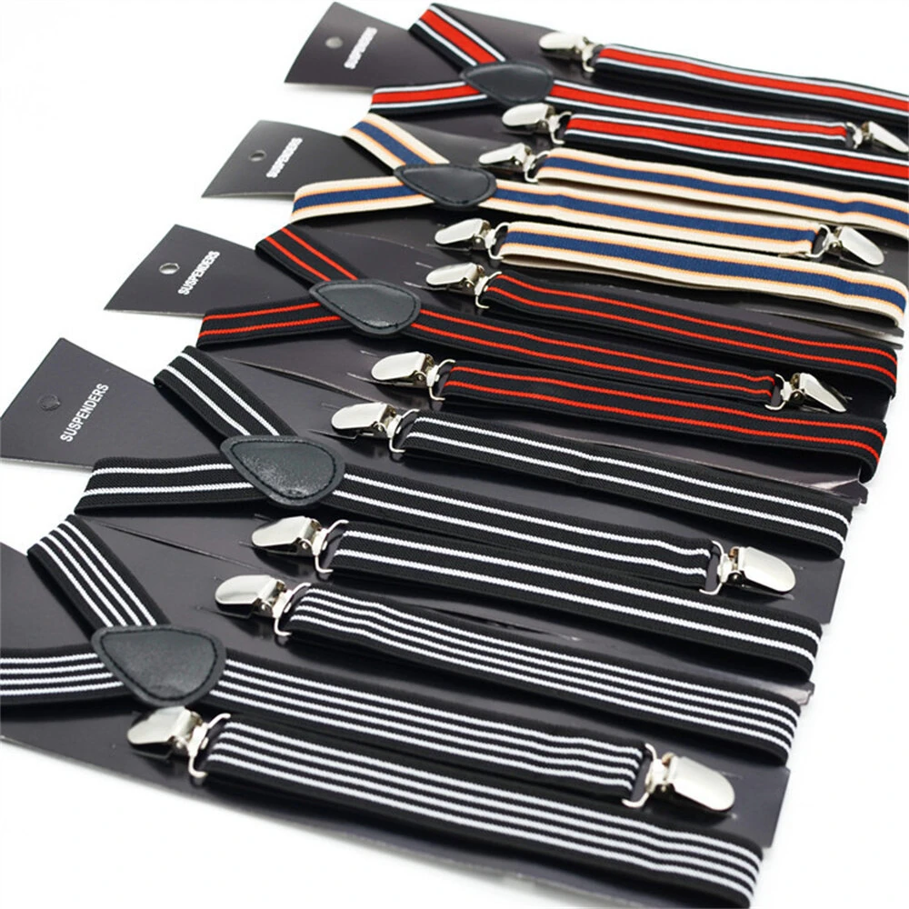 2.5cm Retro Stripes Men's Suspenders with 3 Clips Elastic Adjustable Y-back Trouser Braces for Daily Vacations Work Outfits — view 6