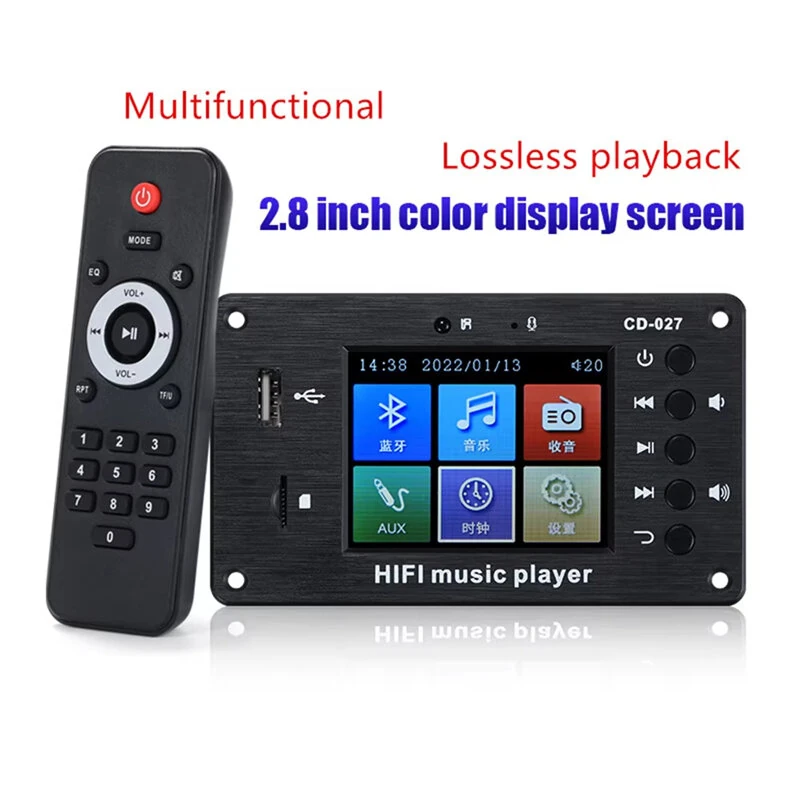 2.8-inch Car LCD Decoding Board Bluetooth 5.1 MP3 Decoder Screen Audio Receiver Support FLAC WAV APE AUX FM Radio Hands-Free Calls Adjustable Timer — view 2