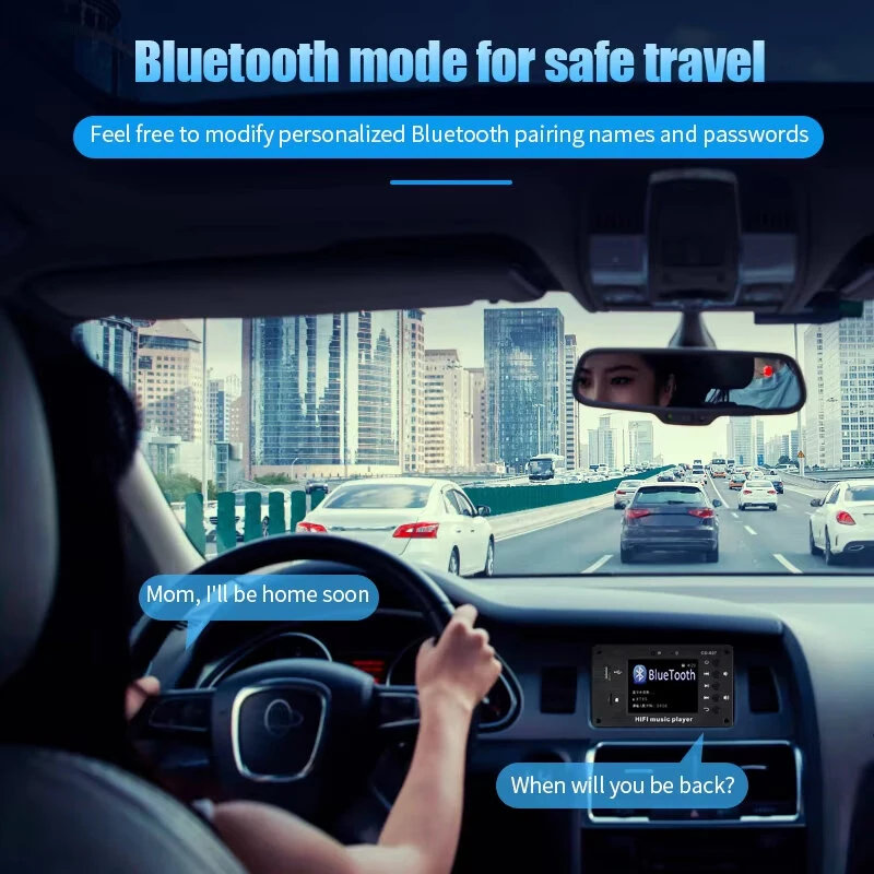 2.8-inch Car LCD Decoding Board Bluetooth 5.1 MP3 Decoder Screen Audio Receiver Support FLAC WAV APE AUX FM Radio Hands-Free Calls Adjustable Timer — view 3