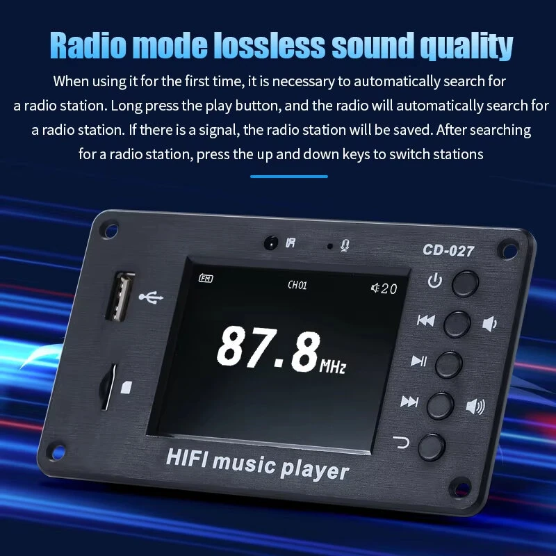 2.8-inch Car LCD Decoding Board Bluetooth 5.1 MP3 Decoder Screen Audio Receiver Support FLAC WAV APE AUX FM Radio Hands-Free Calls Adjustable Timer — view 5
