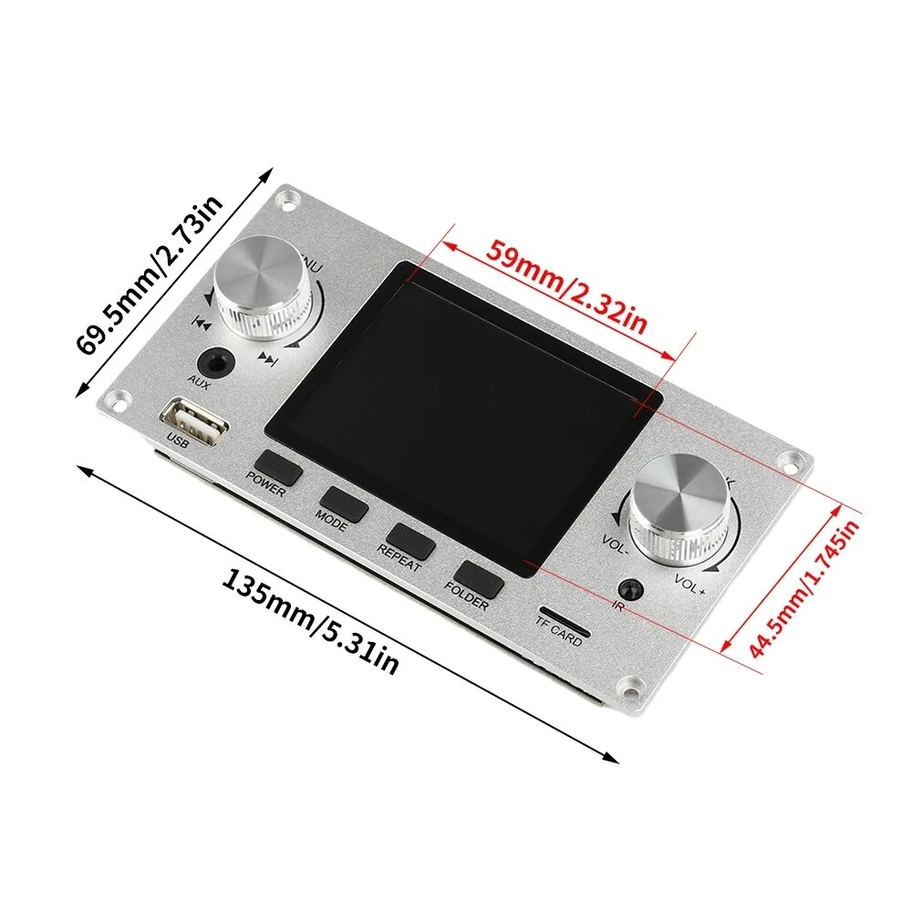 2.8 Inch IPS Screen Audio Decoder Board Bluetooth 5.3 MP3 FLAC WAV APE Support I2S Digital Output USB Sound Card Line Input EQ Audio Module — view 4