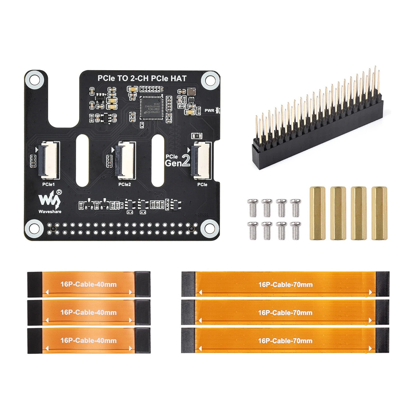 2-Ch PCIe FFC Adapter Board For Raspberry Pi 5 Expands 2-Ch PCIe FFC Connectors Supports Stacking Multiple PCIe HATs Raspberry Pi 5 PCIe HAT — Pricio