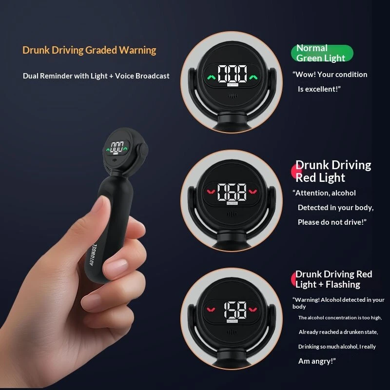 2-in-1 Alcohol Tester Breathalyzer Portable Rechargeable Analyzer with Windproof Electronic Lighter Digital Display Voice Alert — view 4