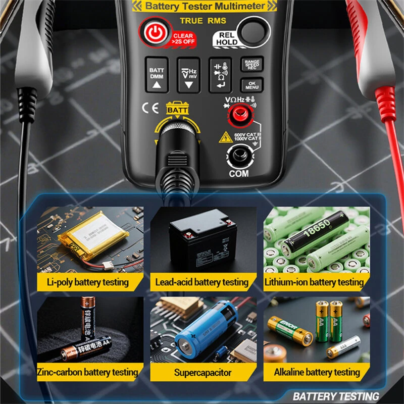 2 IN 1 ANENG LM09 Battery Internal Resistance Tester Multimeter 25000 Counts True RMS Tester Battery IR measurement Data retention Type-C — view 7