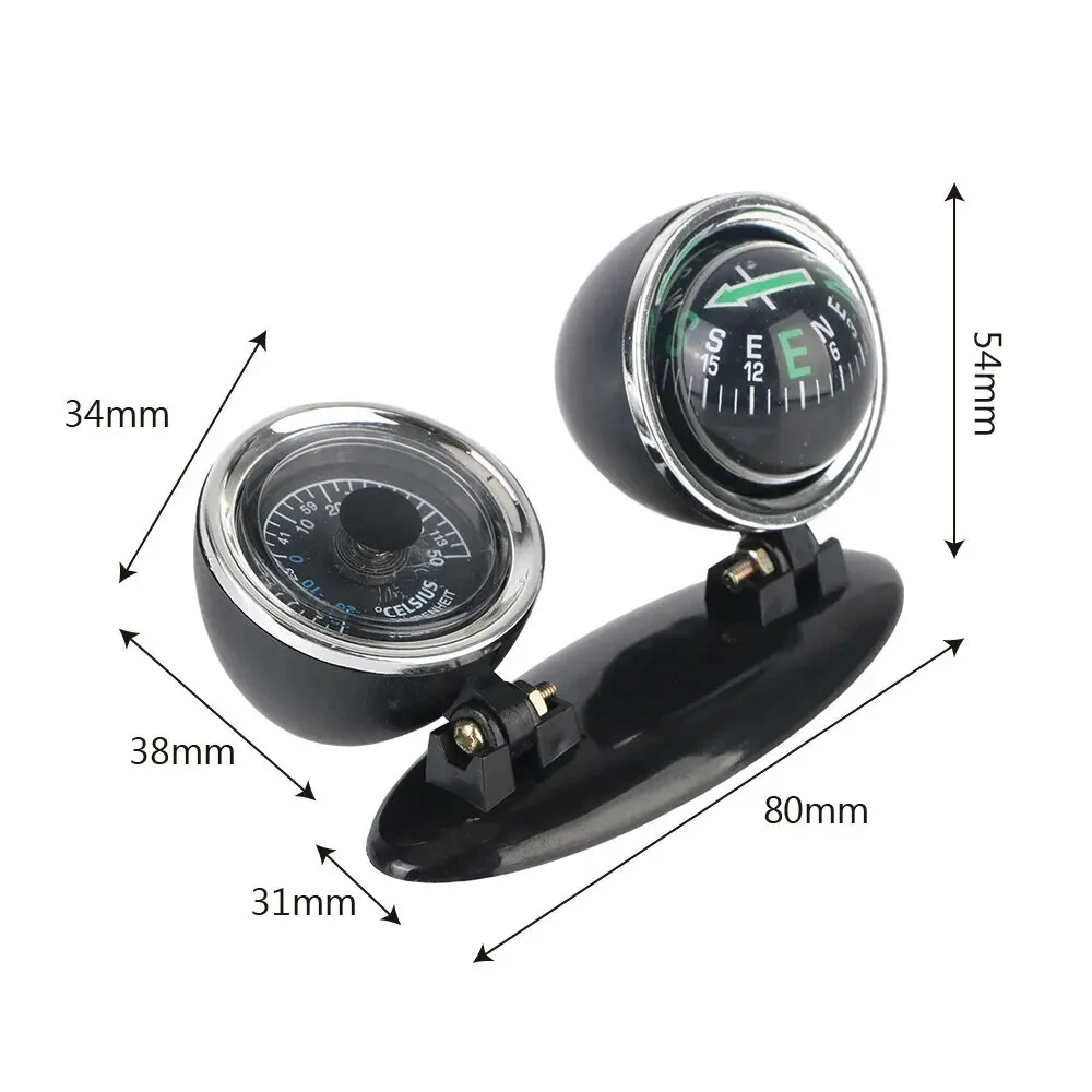 2 in 1 Car Ornaments Compass with Thermometer Direction Dashboard Ball for Cars Trucks SUVs — view 9