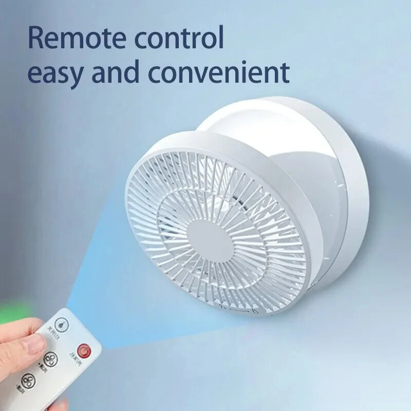 2 in 1 Desktop Folding Fan with Remote Control USB Charging Rechargeable 4000mah Battery Compact Design Night Light Feature Available in White Green and Blue — view 4