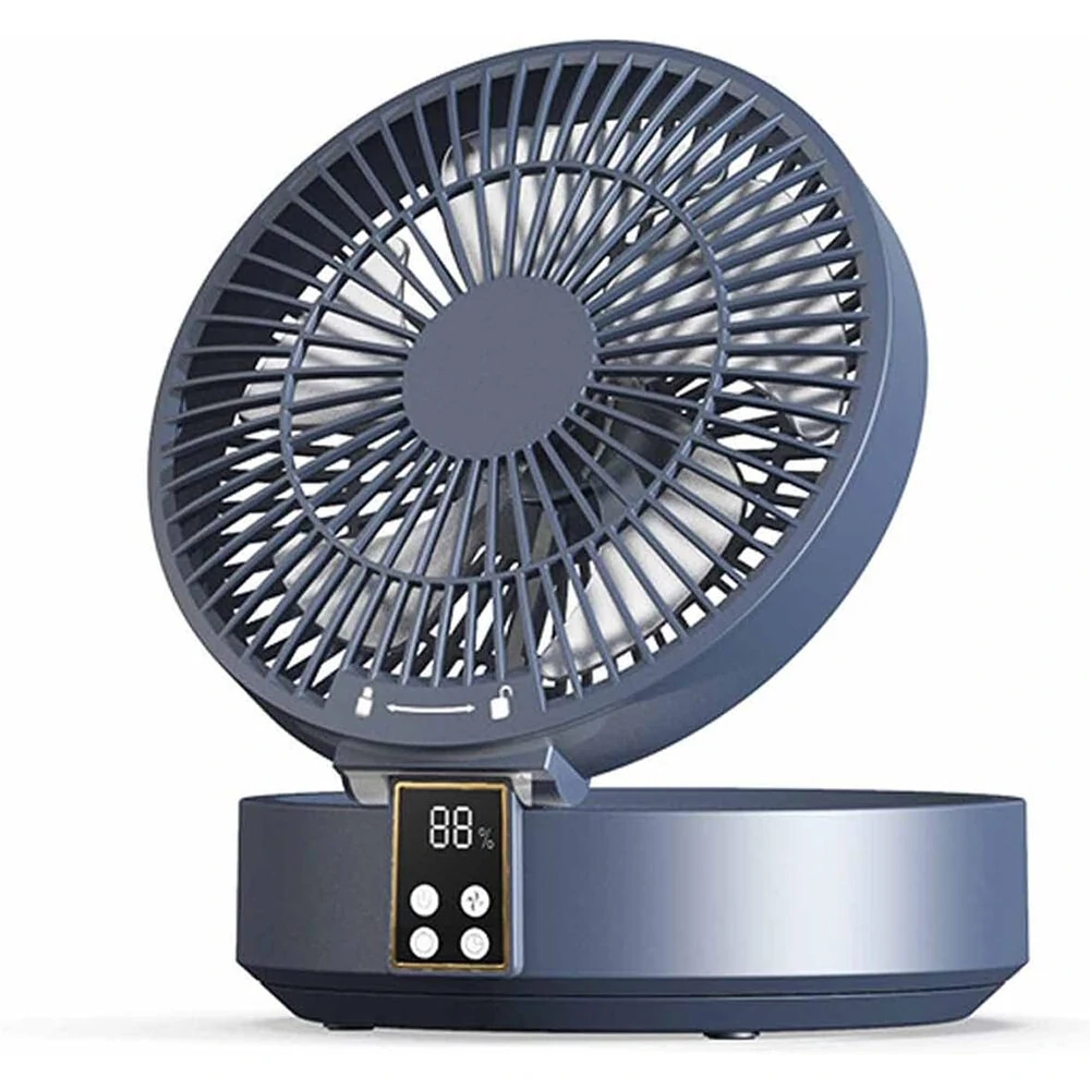 2 in 1 Desktop Folding Fan with Remote Control USB Charging Rechargeable 4000mah Battery Compact Design Night Light Feature Available in White Green and Blue — view 7