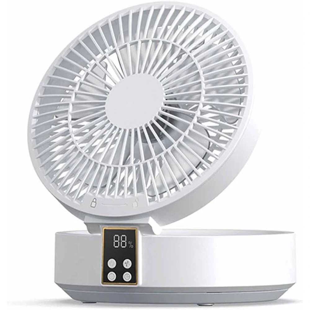 2 in 1 Desktop Folding Fan with Remote Control USB Charging Rechargeable 4000mah Battery Compact Design Night Light Feature Available in White Green and Blue — view 9