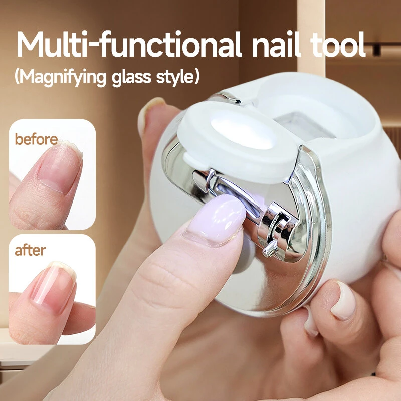 2-in-1 Electric Nail Clipper Trimmer Rechargeable Automatic Nail Grinder with 2.5x Magnifying Glass & LED Light Low Noise Safe for Baby Kids Adults — view 2