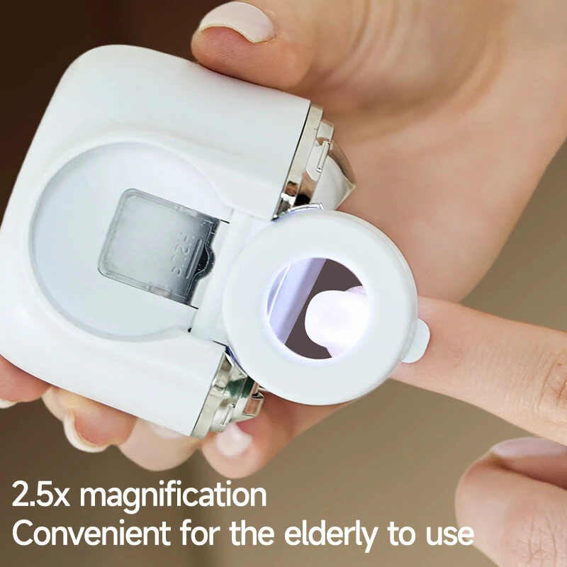 2-in-1 Electric Nail Clipper Trimmer Rechargeable Automatic Nail Grinder with 2.5x Magnifying Glass & LED Light Low Noise Safe for Baby Kids Adults — view 3