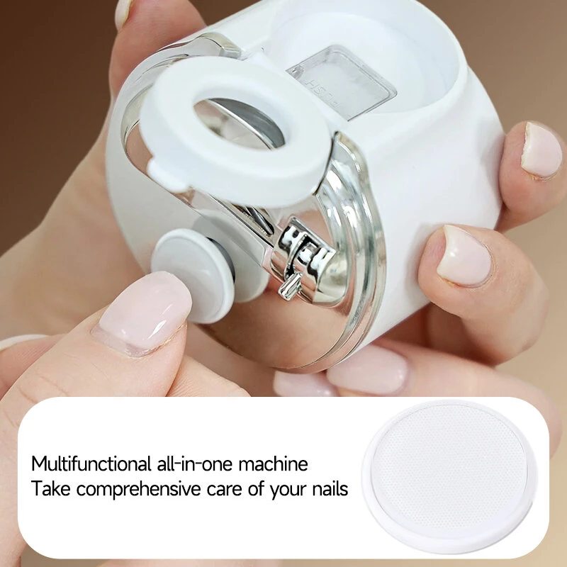 2-in-1 Electric Nail Clipper Trimmer Rechargeable Automatic Nail Grinder with 2.5x Magnifying Glass & LED Light Low Noise Safe for Baby Kids Adults — view 5