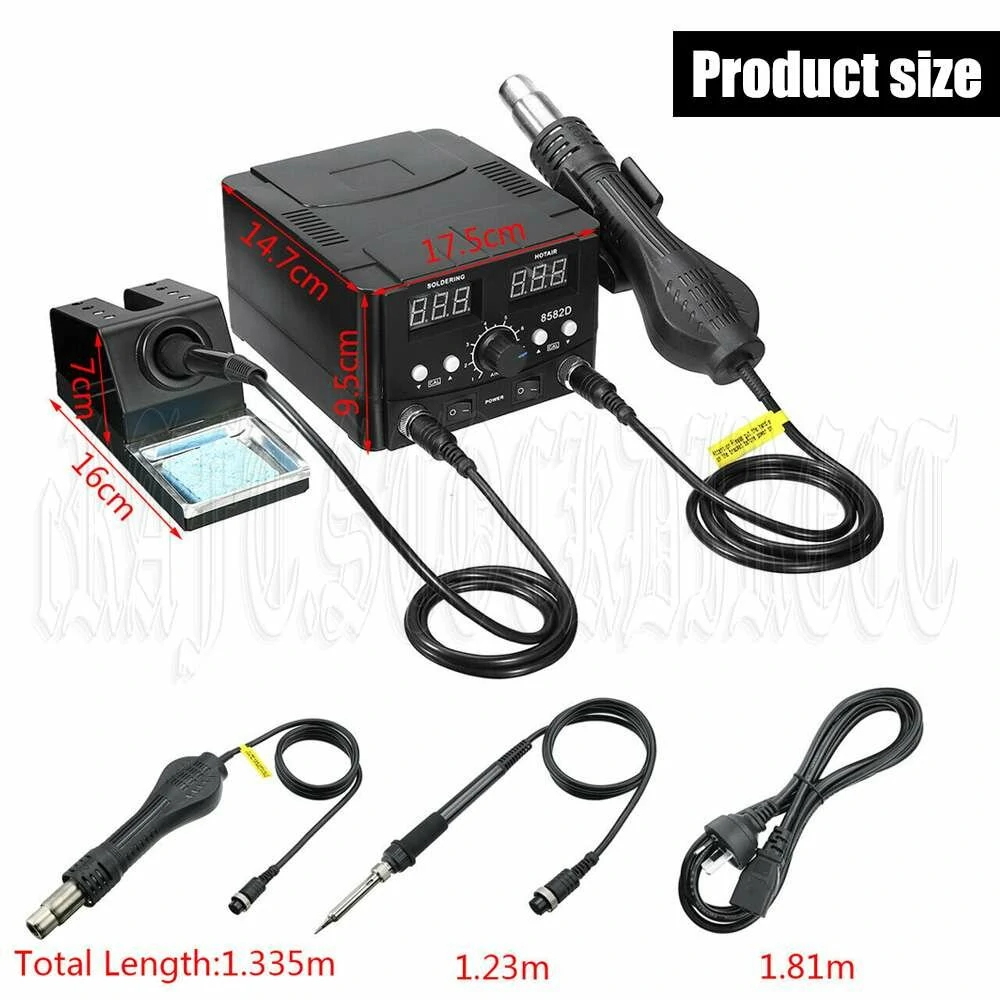 2-in-1 Hot Air and Soldering Iron Station Dual LCD Digital Display for Precision Temperature Control with Automatic Cooling ESD Safe for Sensitive Components Ideal for Heating Shrink Drying Lacquer Removal Viscidity Removal Ice-Out Pre-heating and Glue So — view 2