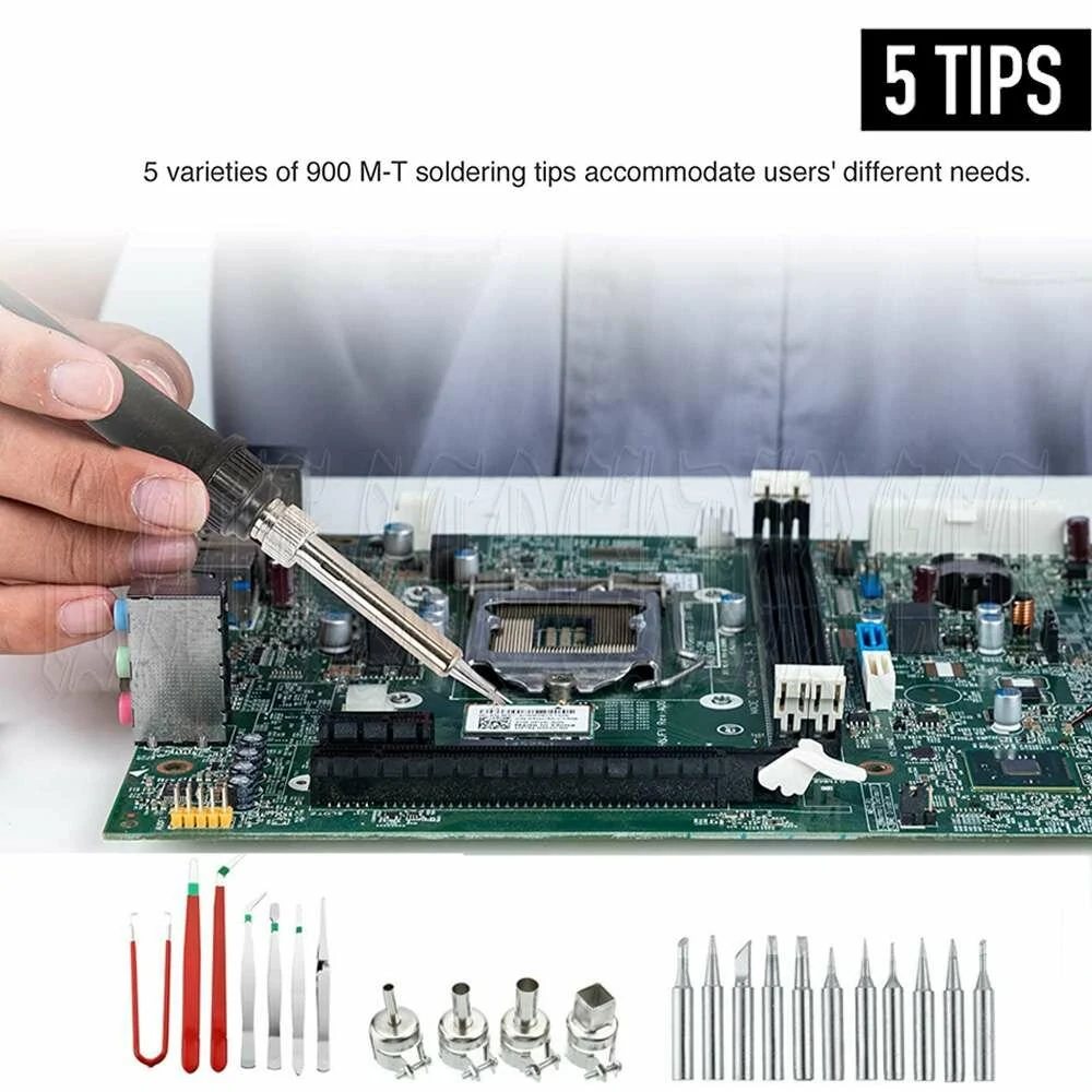 2-in-1 Hot Air and Soldering Iron Station Dual LCD Digital Display for Precision Temperature Control with Automatic Cooling ESD Safe for Sensitive Components Ideal for Heating Shrink Drying Lacquer Removal Viscidity Removal Ice-Out Pre-heating and Glue So — view 8