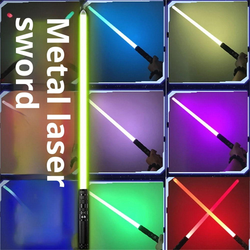 2-in-1 Metal Laser Sword with Hit Sound and Seven Color Lights Rechargeable Perfect for Cosplay and Role-play — view 2