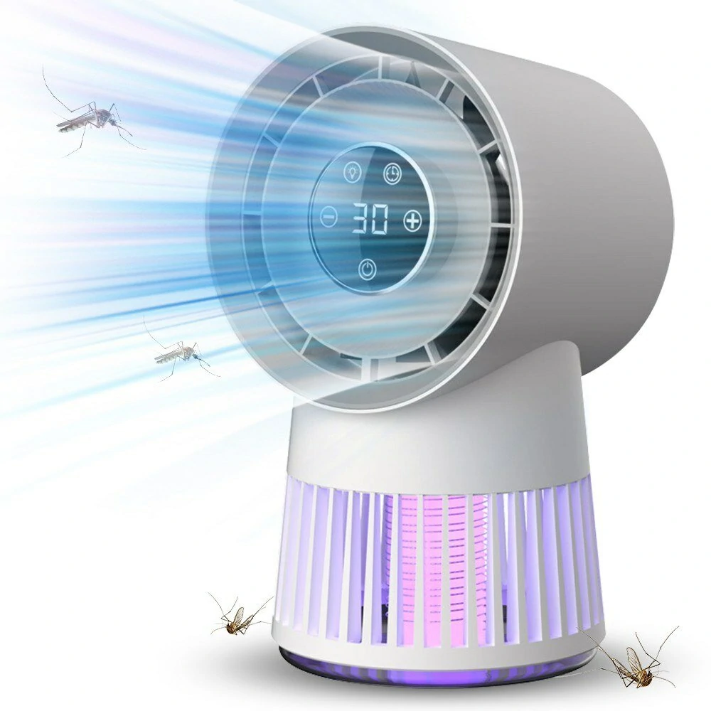 2-in-1 Mosquito Killing Mini Desk Fan With 2400mAh Battery Electric Mosquito Killer USB Rechargeable Fan Night Lamp Home And Outdoor Camping — view 2