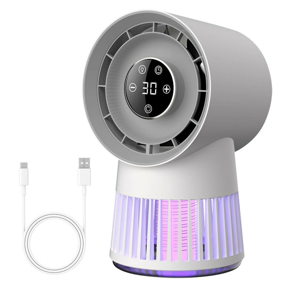2-in-1 Mosquito Killing Mini Desk Fan With 2400mAh Battery Electric Mosquito Killer USB Rechargeable Fan Night Lamp Home And Outdoor Camping — view 4