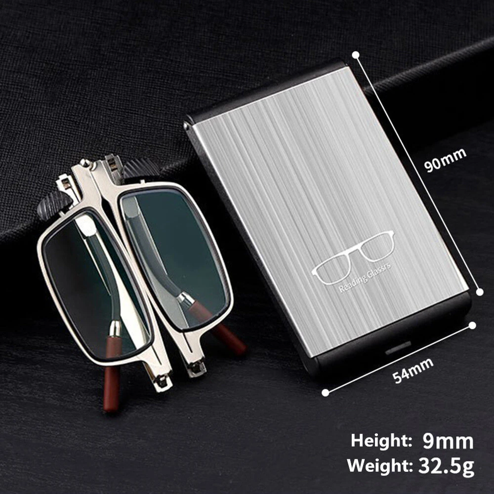 2 in 1 Portable Folding Reading Glasses with Metal Glasses Case Mobile Phone Holder HD Anti-Fatigue Anti-blue Light Presbyopic Glasses — view 5