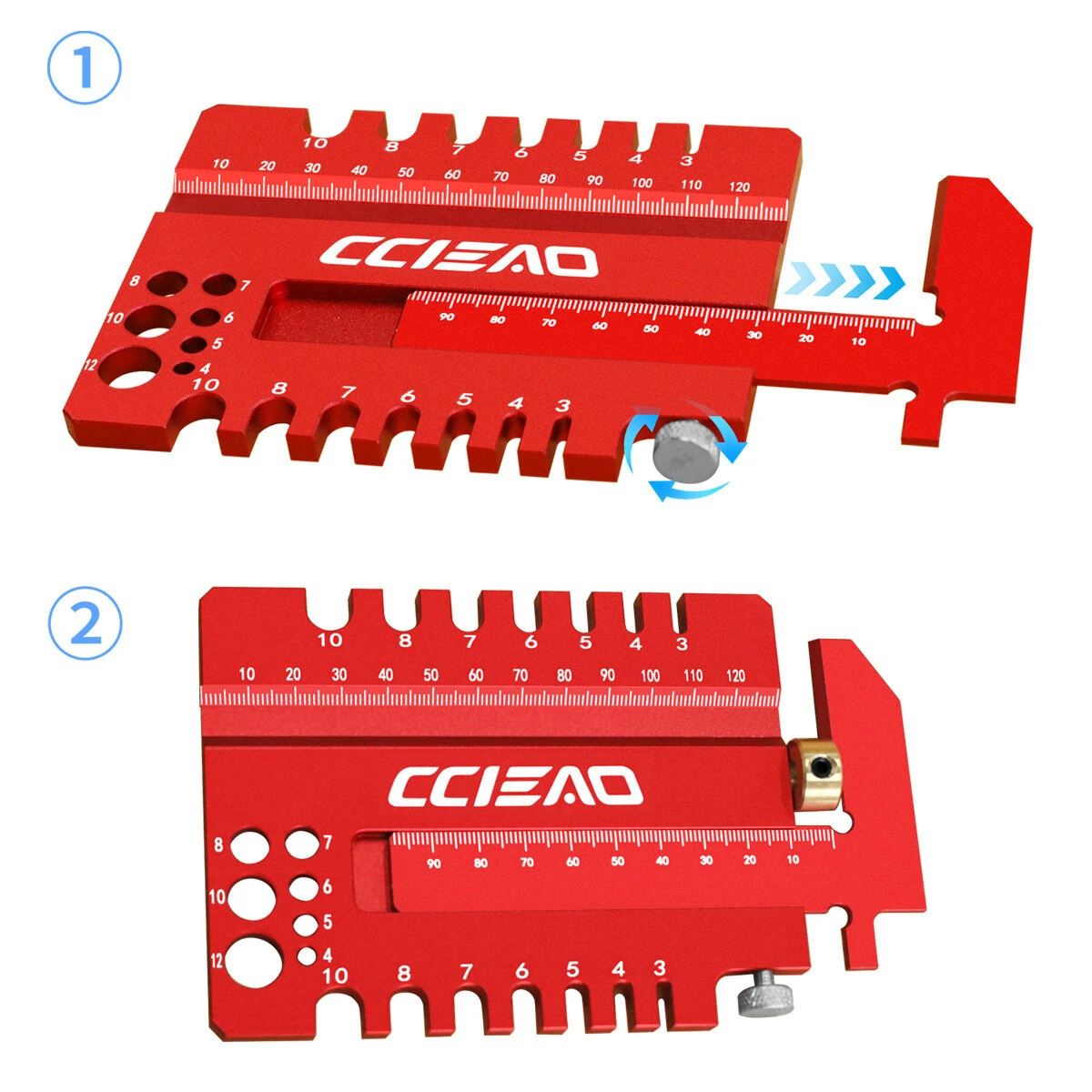 2-in-1 Tenon Caliper Gauge Multifunction Aluminum Alloy Depth Gap Measuring Ruler for Woodworking Router Table Saw — view 6
