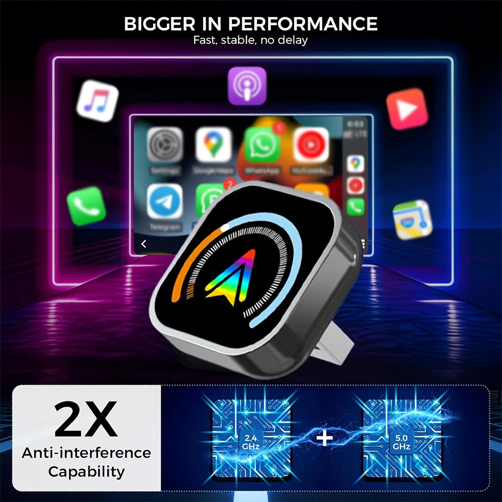 2 in 1 Wireless Carplay Android Auto Adapter Wire to Wireless Converter Plug in Play Smart Box — view 8