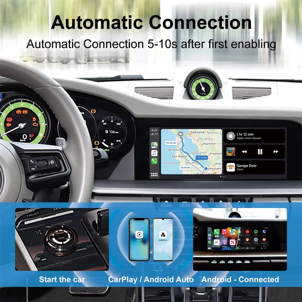 2 in1 CarPlay Wireless Adapter Mini Box CarPlay Android Auto Dongle For Benz for Audi for Mazda for Toyota for VW OEM Car Radio — view 3