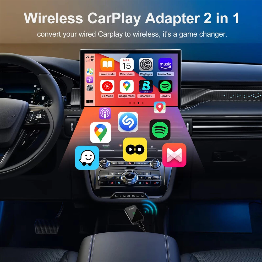 2 in1 CarPlay Wireless Adapter Mini Box CarPlay Android Auto Dongle For Benz for Audi for Mazda for Toyota for VW OEM Car Radio — view 6