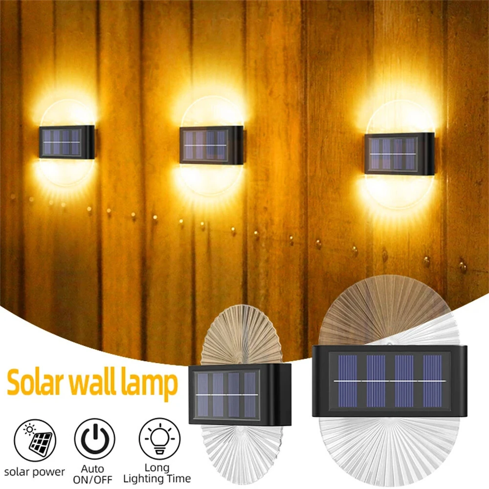 2 Pack Outdoor Solar Lights Fan-shape Waterproof Motion Sensor Fence Light for Garden, Yard, Stairs, Pathway & Courtyard Ambient Lighting — view 2