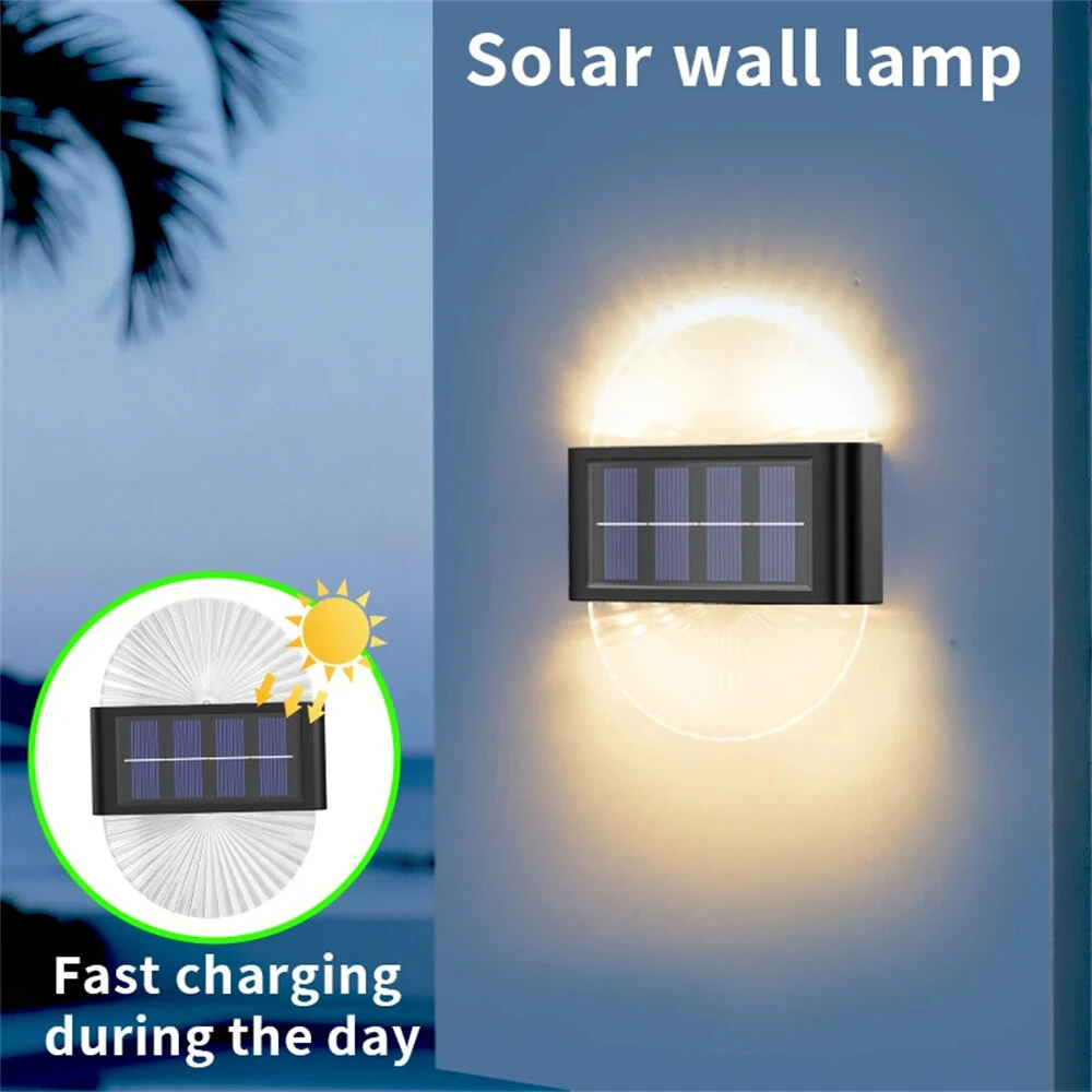 2 Pack Outdoor Solar Lights Fan-shape Waterproof Motion Sensor Fence Light for Garden, Yard, Stairs, Pathway & Courtyard Ambient Lighting — view 3