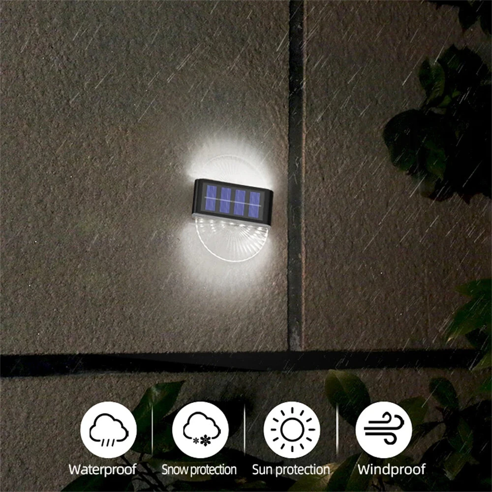 2 Pack Outdoor Solar Lights Fan-shape Waterproof Motion Sensor Fence Light for Garden, Yard, Stairs, Pathway & Courtyard Ambient Lighting — view 6