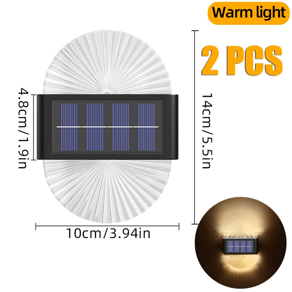 2 Pack Outdoor Solar Lights Fan-shape Waterproof Motion Sensor Fence Light for Garden, Yard, Stairs, Pathway & Courtyard Ambient Lighting — view 7