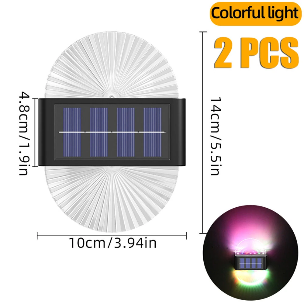 2 Pack Outdoor Solar Lights Fan-shape Waterproof Motion Sensor Fence Light for Garden, Yard, Stairs, Pathway & Courtyard Ambient Lighting — view 9