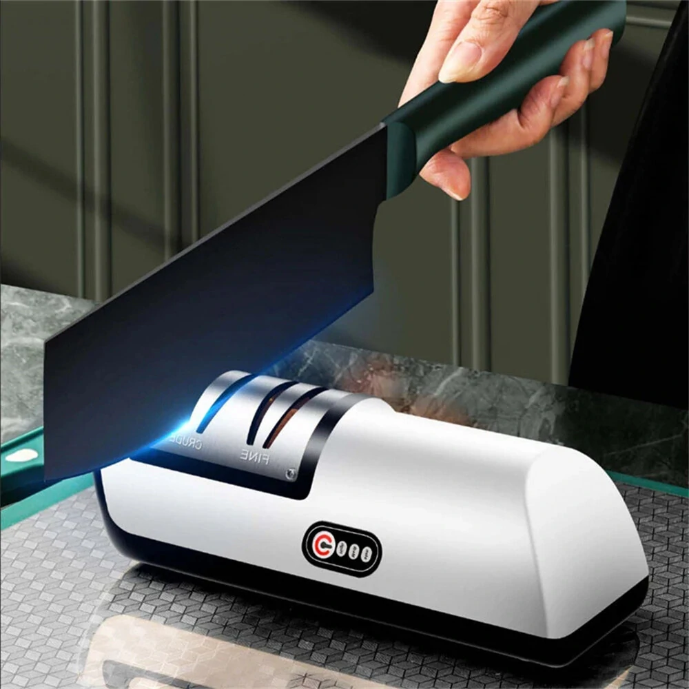 2-Stage Electric Knife Scissors Sharpener Professional Kitchen Sharpening Tool Built-in 2000mAh Battery for Straight-Edge Knife Hunting Knife Pocket Blades — Pricio