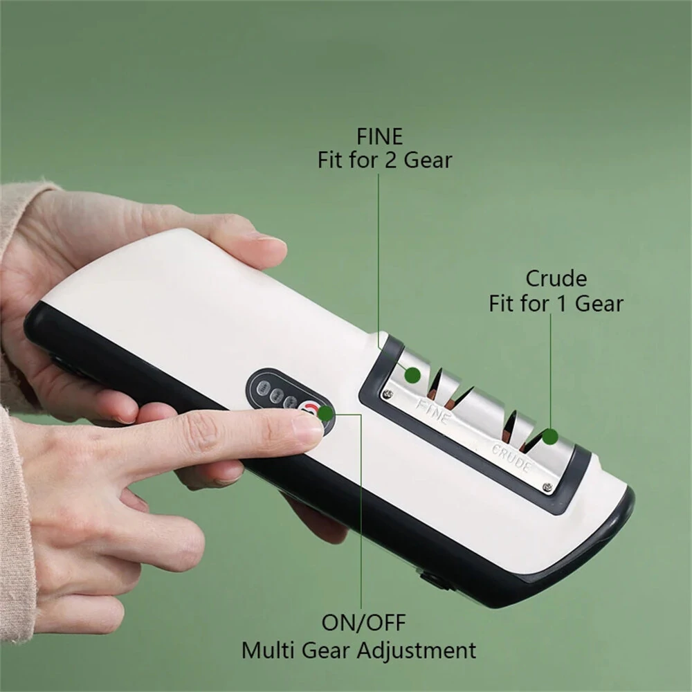 2-Stage Electric Knife Scissors Sharpener Professional Kitchen Sharpening Tool Built-in 2000mAh Battery for Straight-Edge Knife Hunting Knife Pocket Blades — view 5
