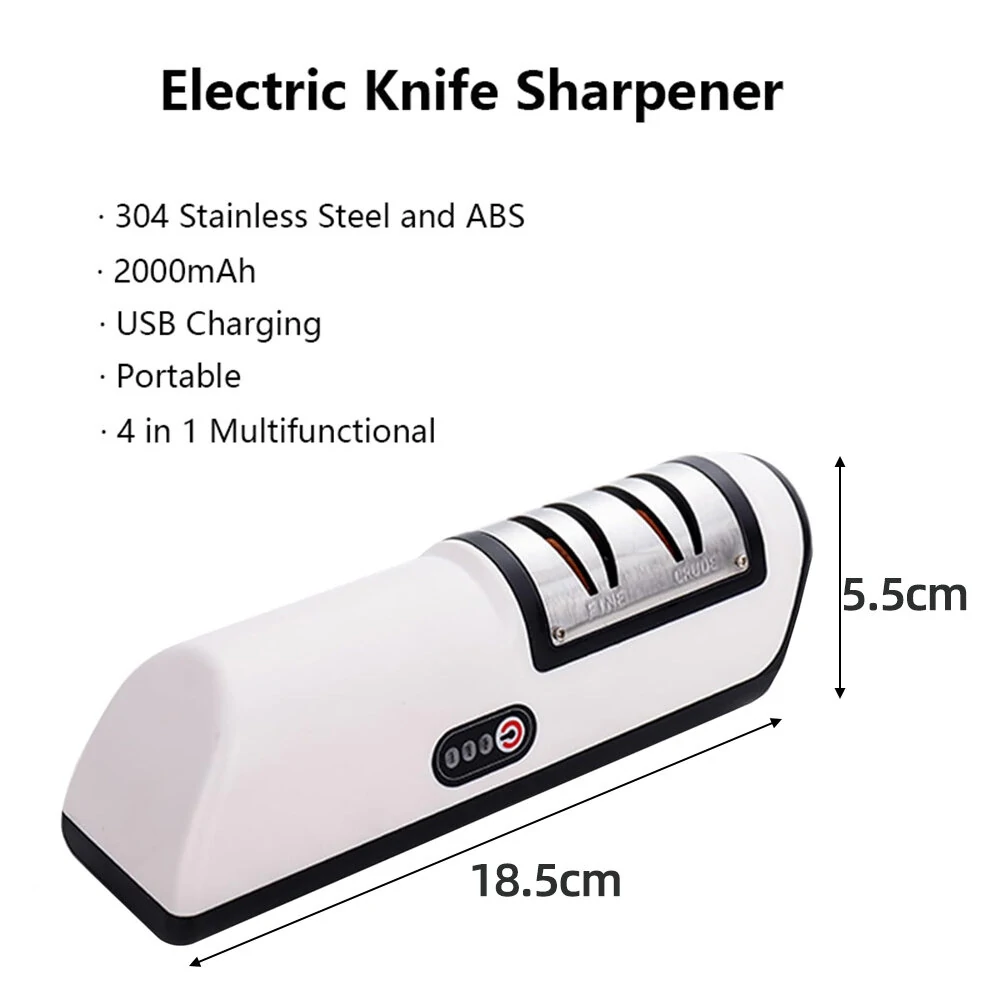 2-Stage Electric Knife Scissors Sharpener Professional Kitchen Sharpening Tool Built-in 2000mAh Battery for Straight-Edge Knife Hunting Knife Pocket Blades — view 7