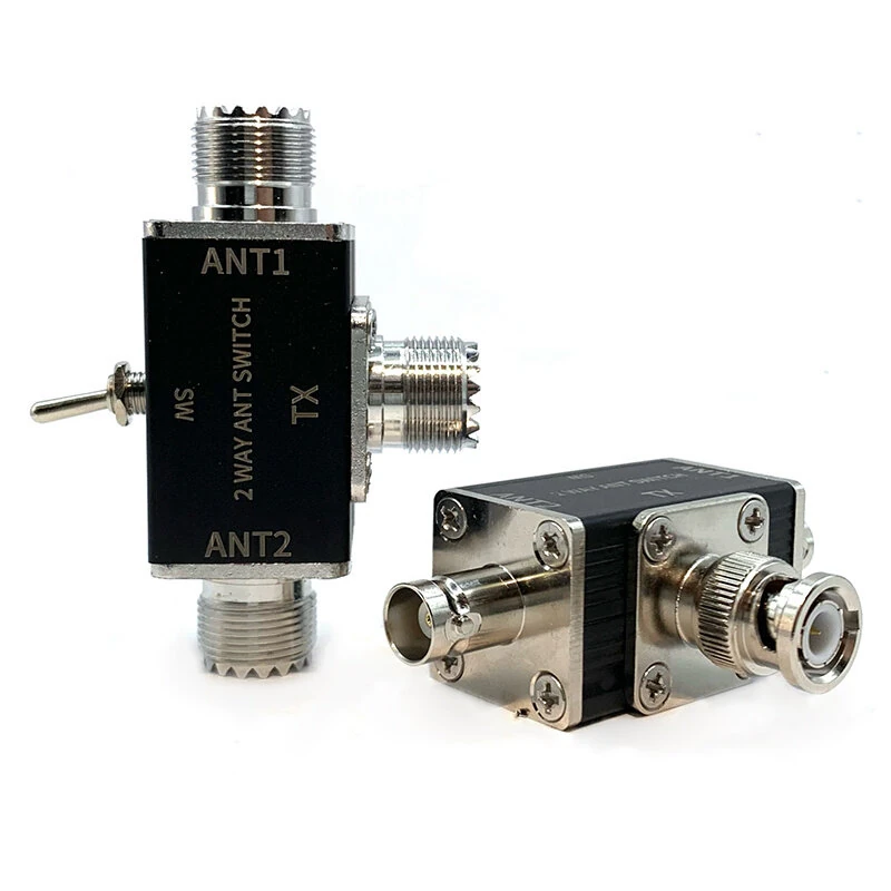 2-Way Manual Coaxial Antenna Switch Adapter Converter for Radio Antenna 1 Input & 2 Outputs Toggle Switch with OFF and Ground Protection Function — Pricio