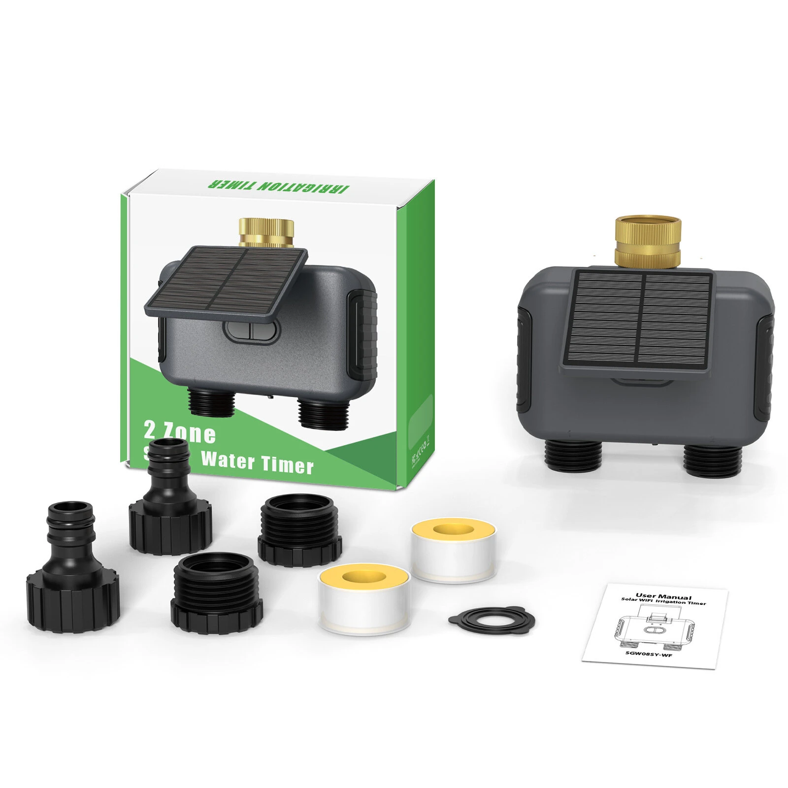 2 Zone WiFi Water Timer Smart Irrigation Timer Water Valve Controller  Solar Powered  Smart Life App 2000mAh Battery USB-C Charging 0.05-0.8MPa Water Pressure Auto Watering Timer — view 6