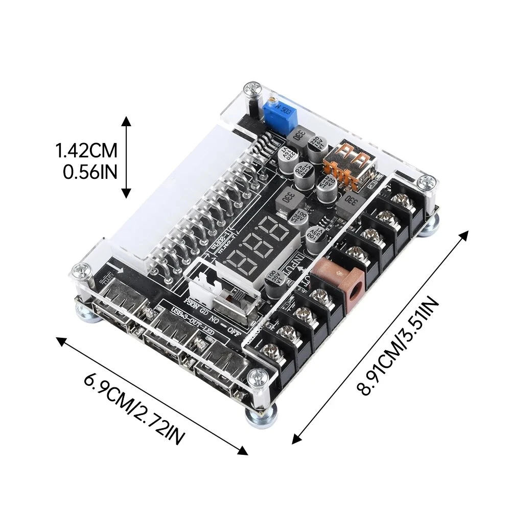 20/24Pin ATX Power Transfer Board Digital Voltage Display Multi-Output 5V-12V USB PD Fast Charging Adjustable Voltage Module with DC Socket for Electronics Testing Multi-Device Charging — view 7