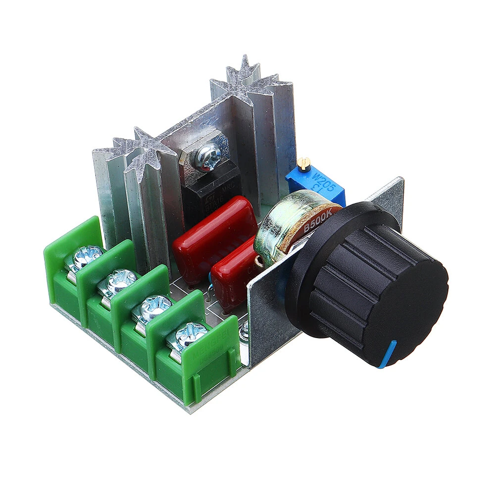 2000W Speed Controller SCR Voltage Regulator Dimming Dimmer Thermostat 220V 90-220V AC Adjustable Voltage for Electric Furnace Water Heater Lamps Small Motor Electric Iron — Pricio