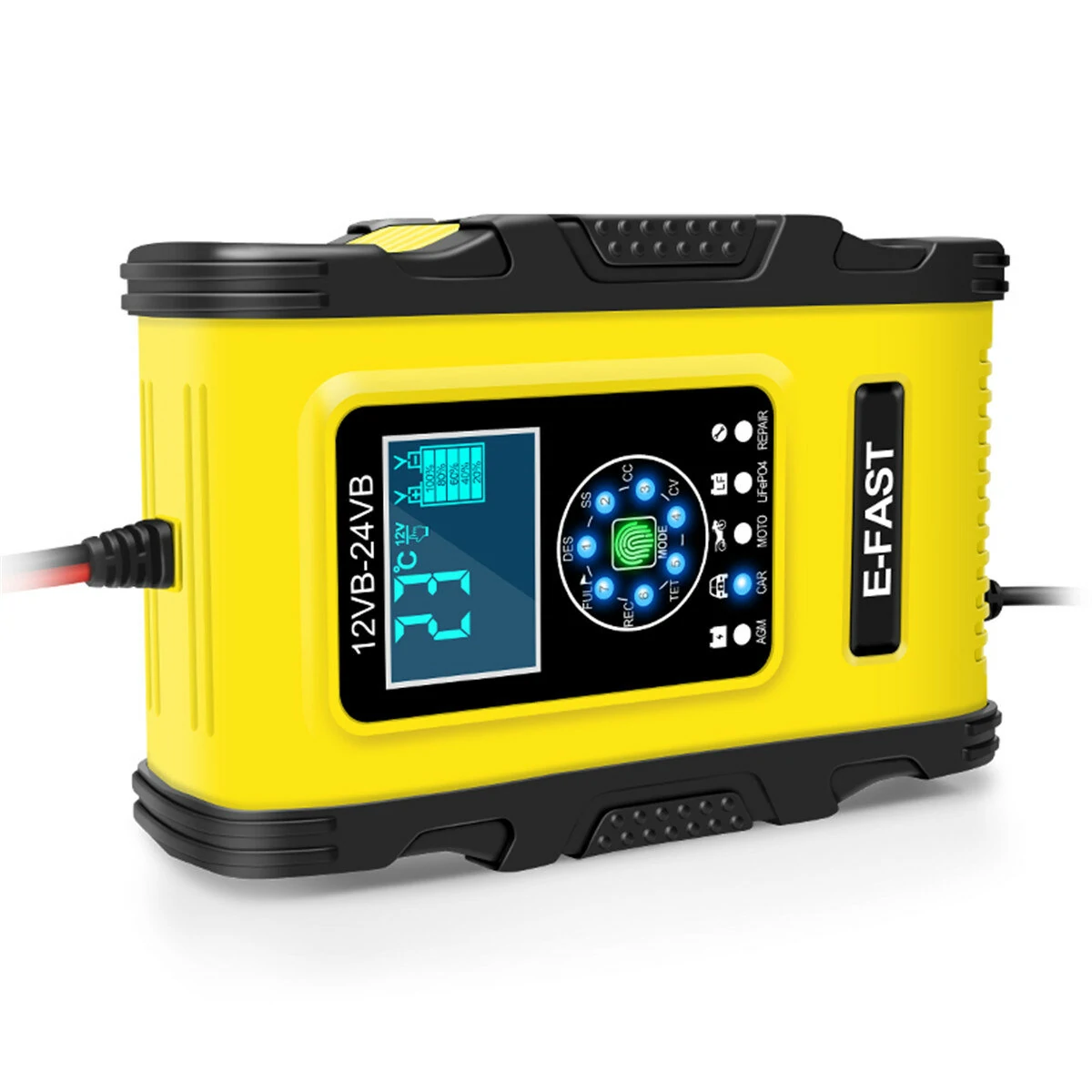 200mAh 12v24v Plumbic Acid Charger 100-240V AC Car Battery Charger Charging Repair with 7 Charge Stages — view 5