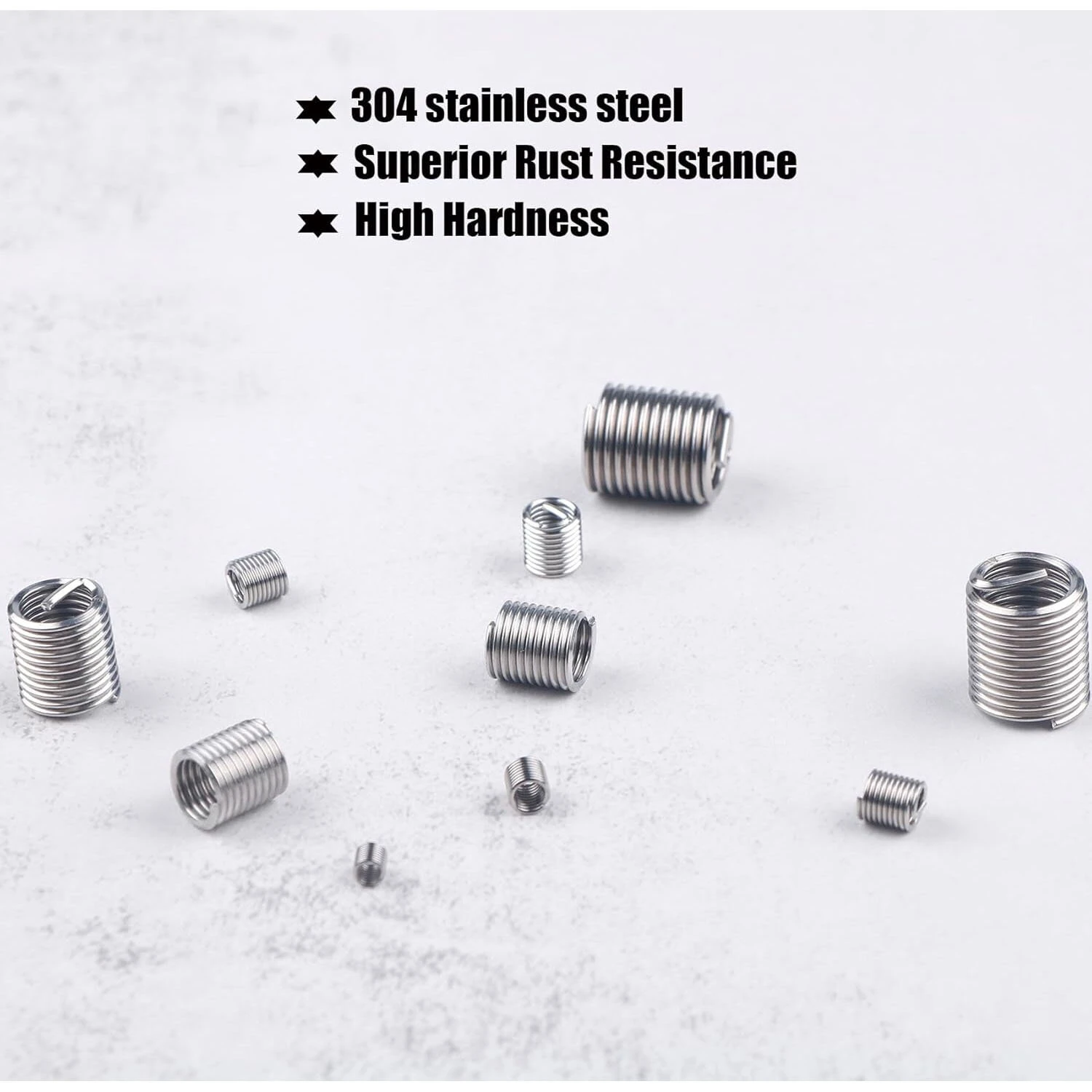 200Pcs 304 Stainless Steel Wire Thread Inserts Assortment Kit M3 M4 M5 M6 M8 M10 M12 Helical Coiled Metric Thread Repair Insert Set — view 3